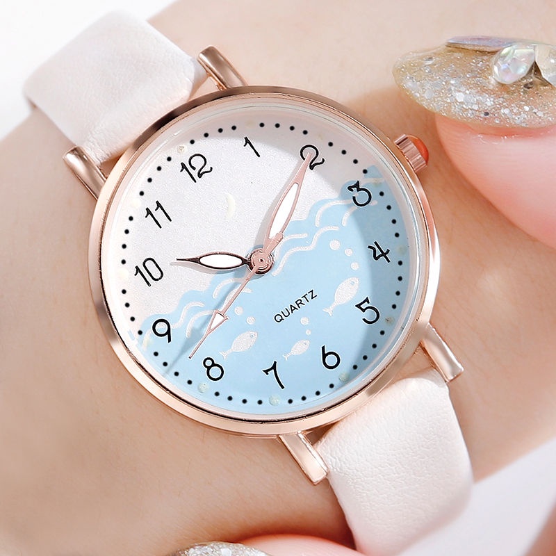 Đồng hồ đeo day phát quang dây da phong cách Hàn Quốc dành cho nữ