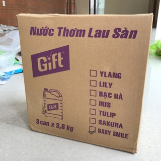 Nguyên thùng nước lau sàn GIFT hương Baby smile( 3,8kg* 3 can)