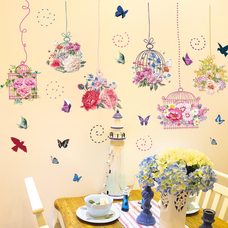decal dán tường hoa ngũ sắc