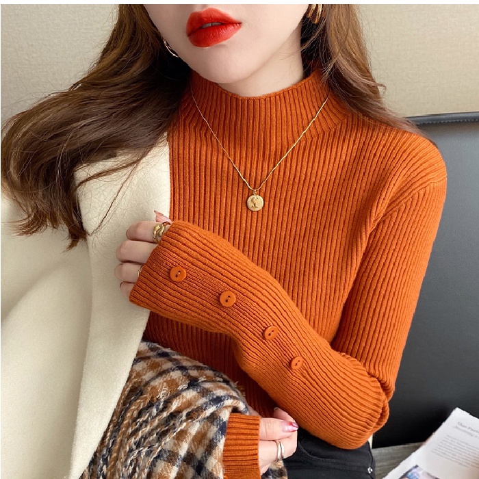 Áo nữ ZHELIHANGFEI dệt kim tay dài cổ lọ cá tính thời trang dễ phối đồ