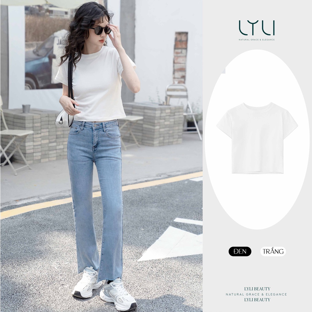 Áo thun croptop ôm eo Lylibeauty form áo ôm - ngắn tay chất vải cotton co giãn TL18