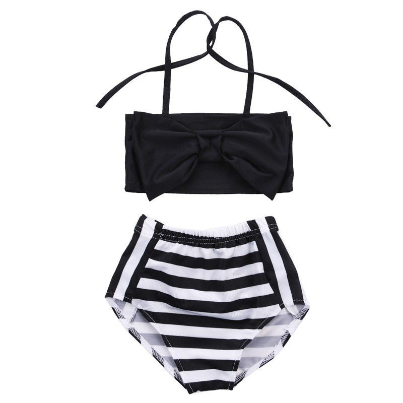 ❤XZQ-2-7Year Baby Kids Girls Bikini Set Swimwear Striped Swimming Bathing Suit Swimsuit