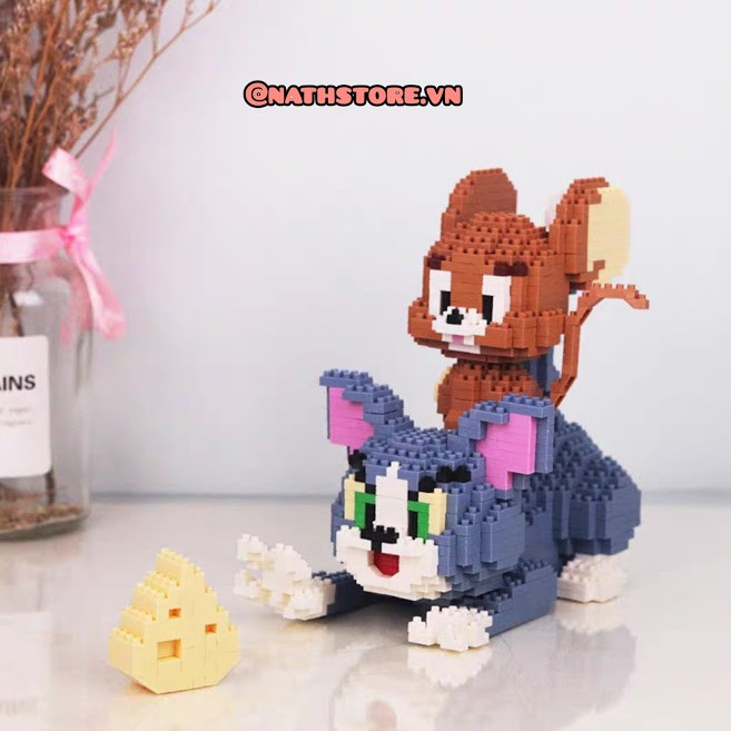 (HÀNG CÓ SẴN) Đồ chơi xếp hình Lego tom and jerry| Lego nanoblock mèo và chuột