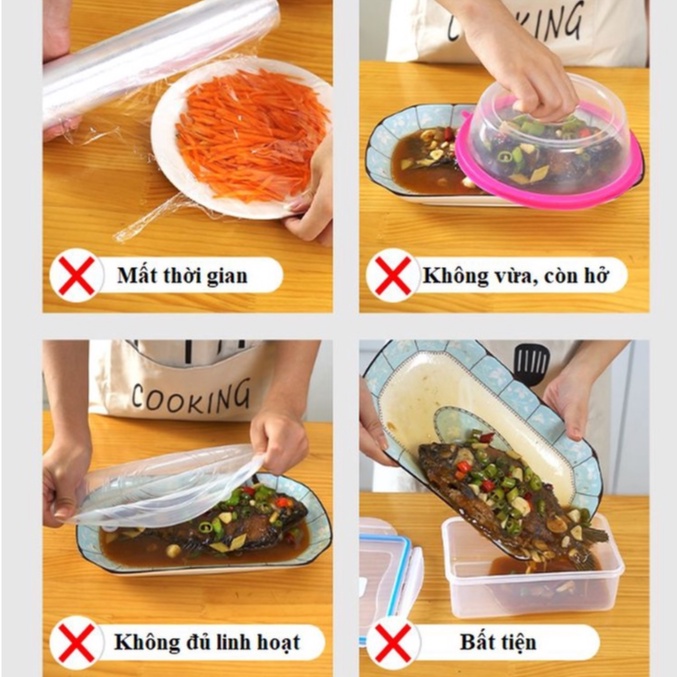 Set 100 màng bọc thực phẩm túi gấu có chun co dãn túi nilon bọc đồ ăn tiện lợi bảo quản tươi mới tái sử dụng Angola_Shop