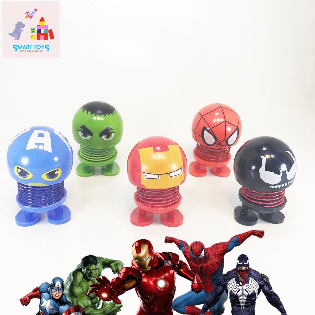 Thú Nhún Emoji Lò Xo siêu anh hùng Marvel Trang trí bàn làm việc, xe