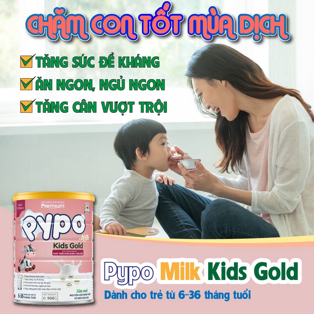 Sữa Bột Pypo Kids Gold Cho Trẻ 6 - 36 Tháng Phát Triển Khoẻ Mạnh, Toàn Diện - Hộp 900g