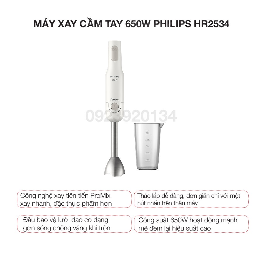 [Mã ELHA22 giảm 5% đơn 300K] Máy xay cầm tay 650w Philips HR2534