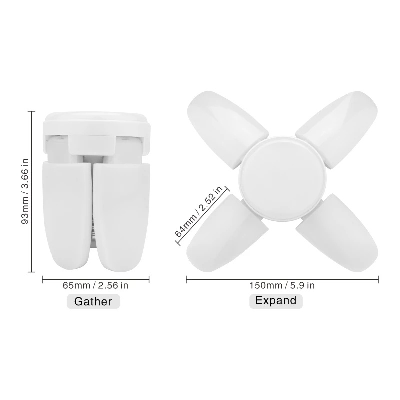 Bóng đèn LED 28W E27 Bóng đèn quạt gấp AC 110V 220V Đèn LED nhỏ có thể gập lại Đèn UFO 360 độ Đèn LED 85-265V Đèn chiếu điểm