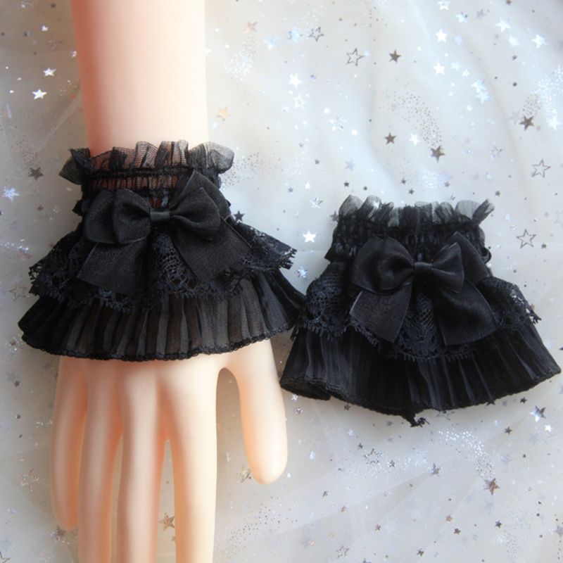 Xiangbao Áo Sơ Mi Ren Lưới Cổ Tay Tháo Rời Được Phong Cách Steampunk Lolita Phối Bèo Trang Trí Cho Nữ Glov