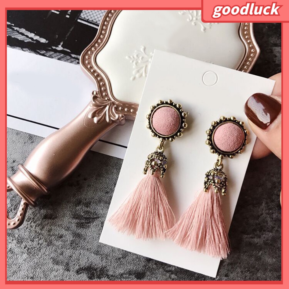 Đôi Bông Tai Dáng Dài Phối Tua Rua Thời Trang Cho Nữ