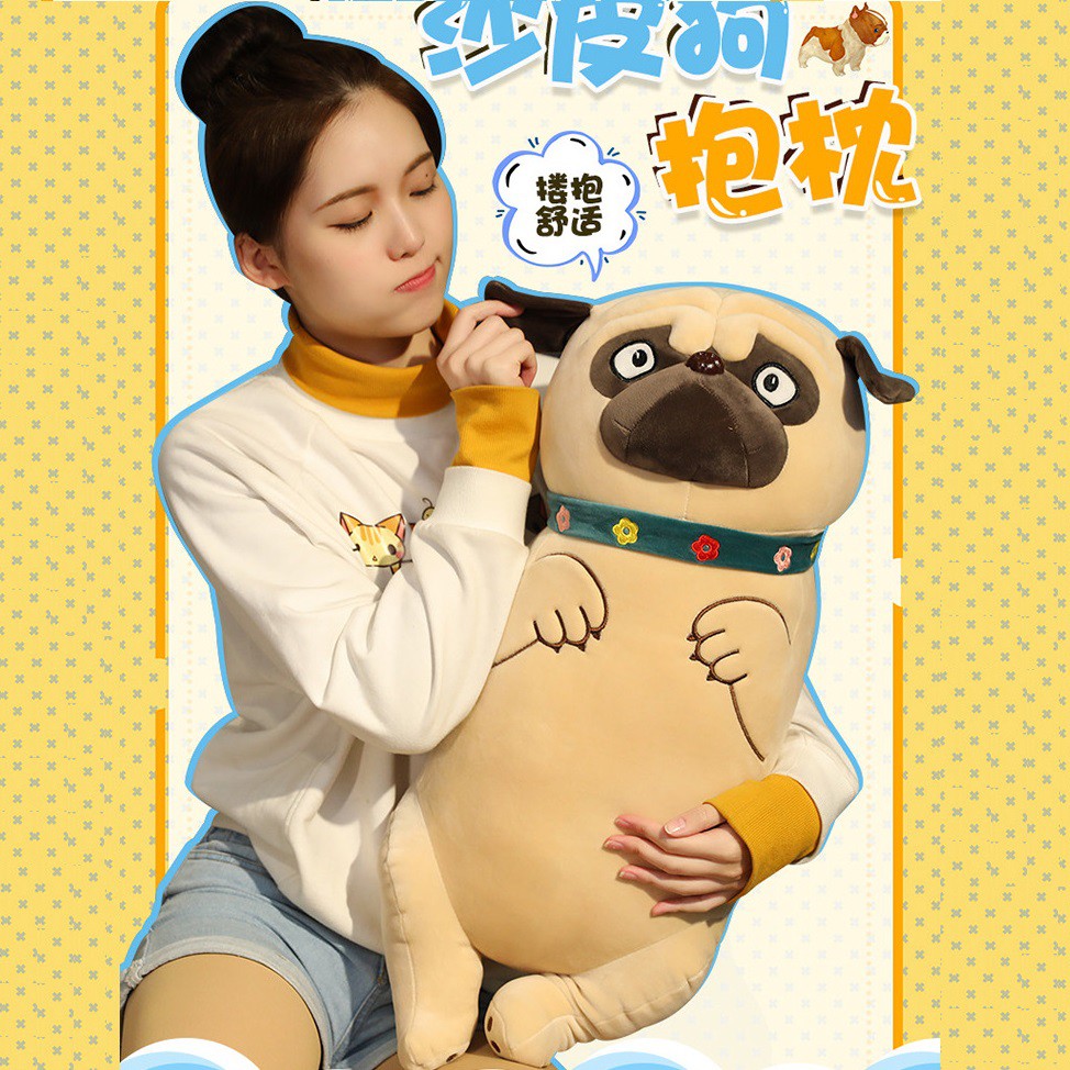 GẤU BÔNG GỐI ÔM HÌNH CHÓ PUG MẶT XỆ SIÊU DỄ THƯƠNG