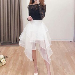 áo ren váy sheer xếp tầng