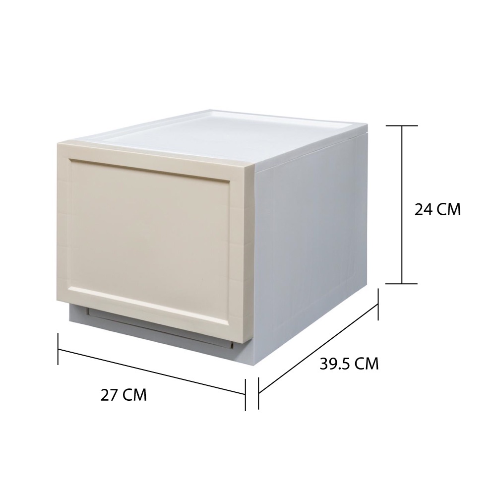 HomeBase STACKO Hộp nhựa đa năng ECO dạng ngăn kéo có thể xếp chồng Thái Lan W28.5xH25xD40.5 màu kem