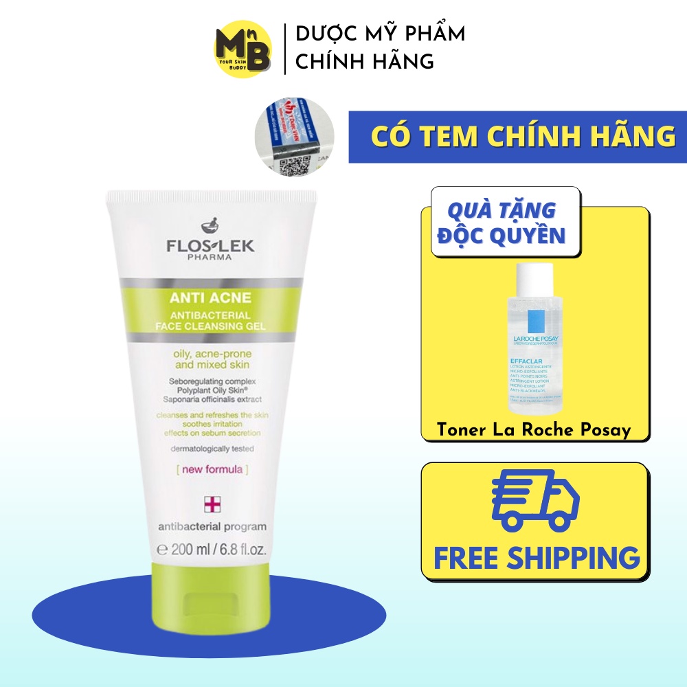 Sữa rửa mặt Floslek Anti Acne Bacterial Face Cleansing Gel 200ml cho da dầu mụn - MnB Store