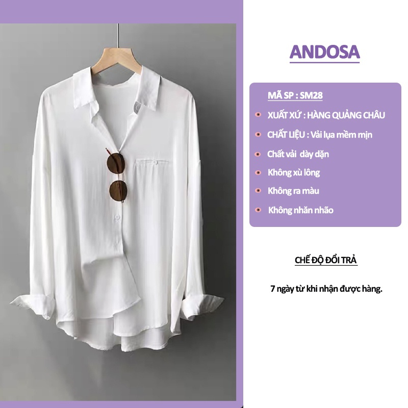 Áo sơ mi kiểu công sở nữ tay dài form rộng hàng Quảng Châu ANDOSA SM28