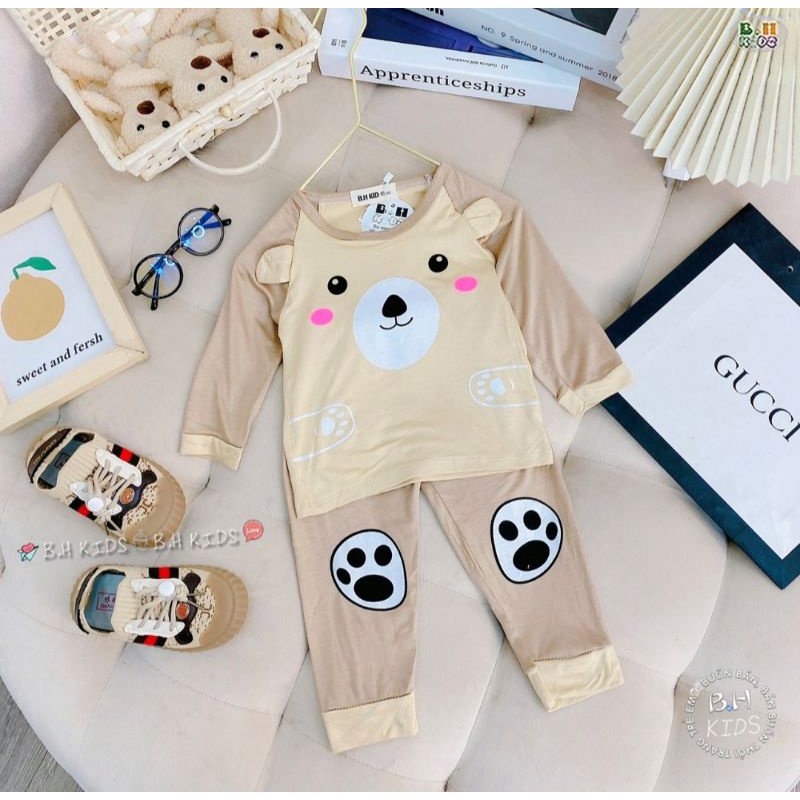 Bộ Thun Lạnh Dài Tay Thu Đông Tai Thú ngộ nghĩnh cho bé