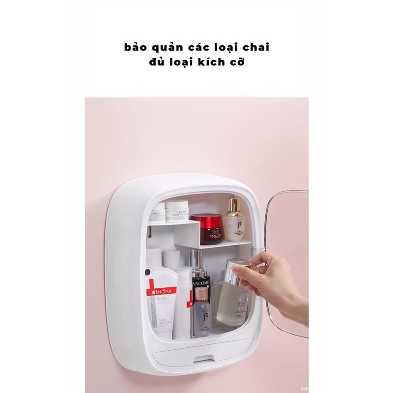 Kệ đựng mỹ phẩm treo tường Hokori Việt Nhật chống nước. Kèm miếng dán trong to. Treo mọi nơi đựng mọi đồ đều gọn gàng