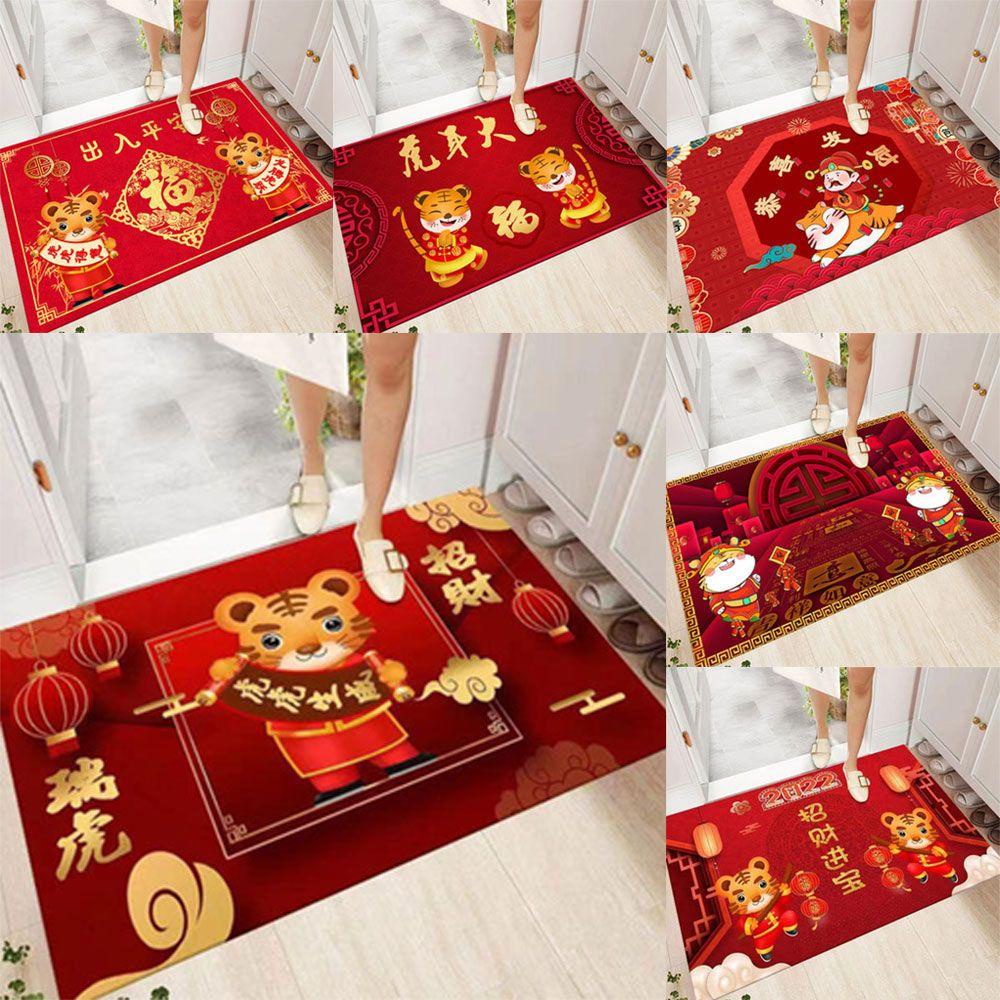 Thảm Trải Sàn Chống Trượt Màu Đỏ Mừng Năm Mới