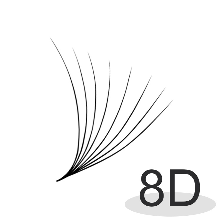 MDC LASHES Fan Line 8D độ cong C - CC - D, độ dày 0.07 (1 hộp 1000 fan) mi volume 8d NM0015