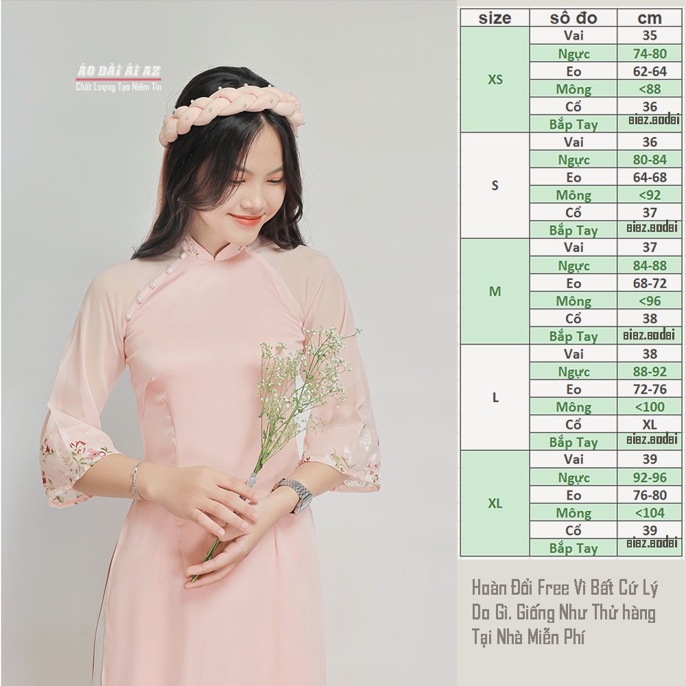 Áo Dài Cách Tân Nữ Tay Ngắn Hoa Nhí TK08