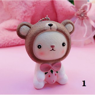 Móc khóa Gấu Thỏ đội nón dễ thương