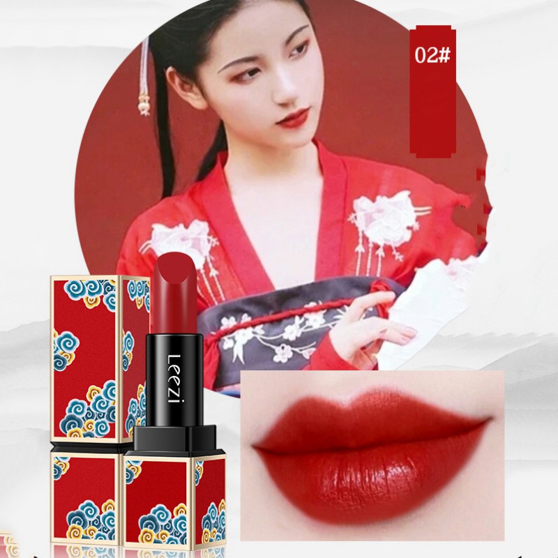 [Hàng mới về] Son lì LEEZI màu sắc mượt mà chống thấm nước chống dính lâu trôi