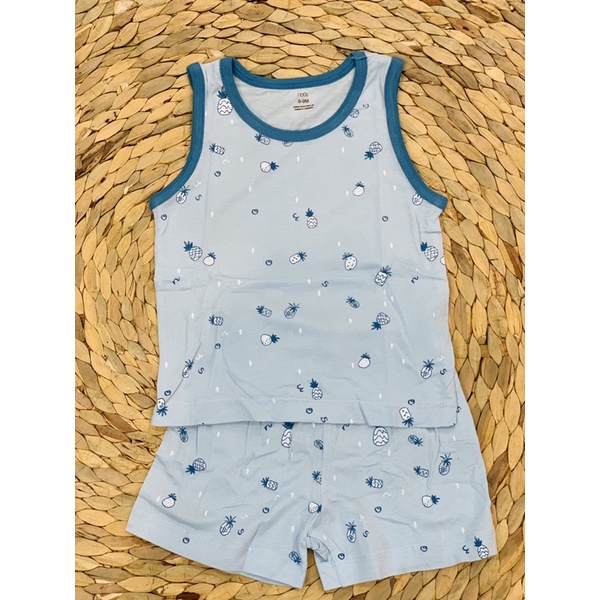 BỘ BA LỖ XANH LƠ NHẠT IN HÌNH DỨA  Chính hãng