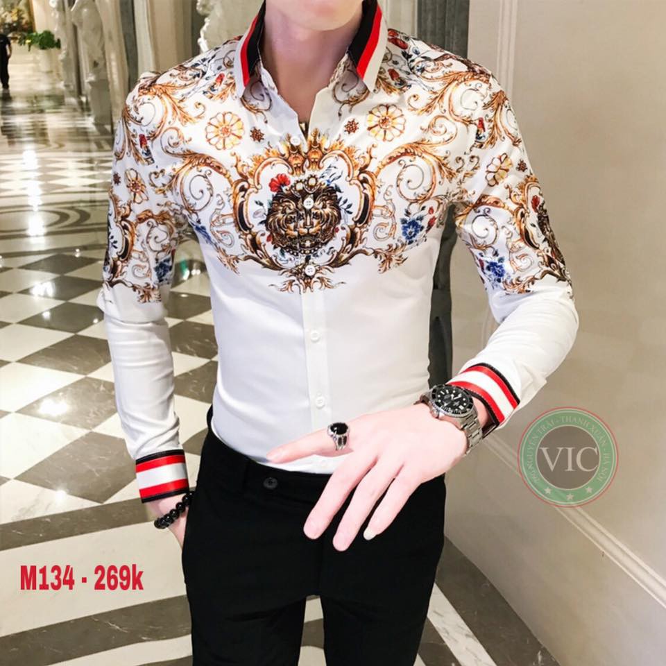 Áo sơ mi tay dài M134 họa tiết 3D