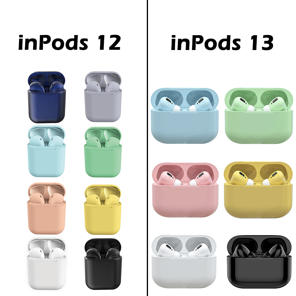 Tai nghe không dây Bluetooth Inpods 12/ Inpods 13/ Inpods Pro 4 có mic màu trơn maracon ngọt ngào