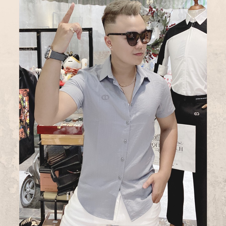 Áo sơ mi cộc tay linen cổ bẻ MiMEGA chất đũi 3 màu dáng ôm | BigBuy360 - bigbuy360.vn