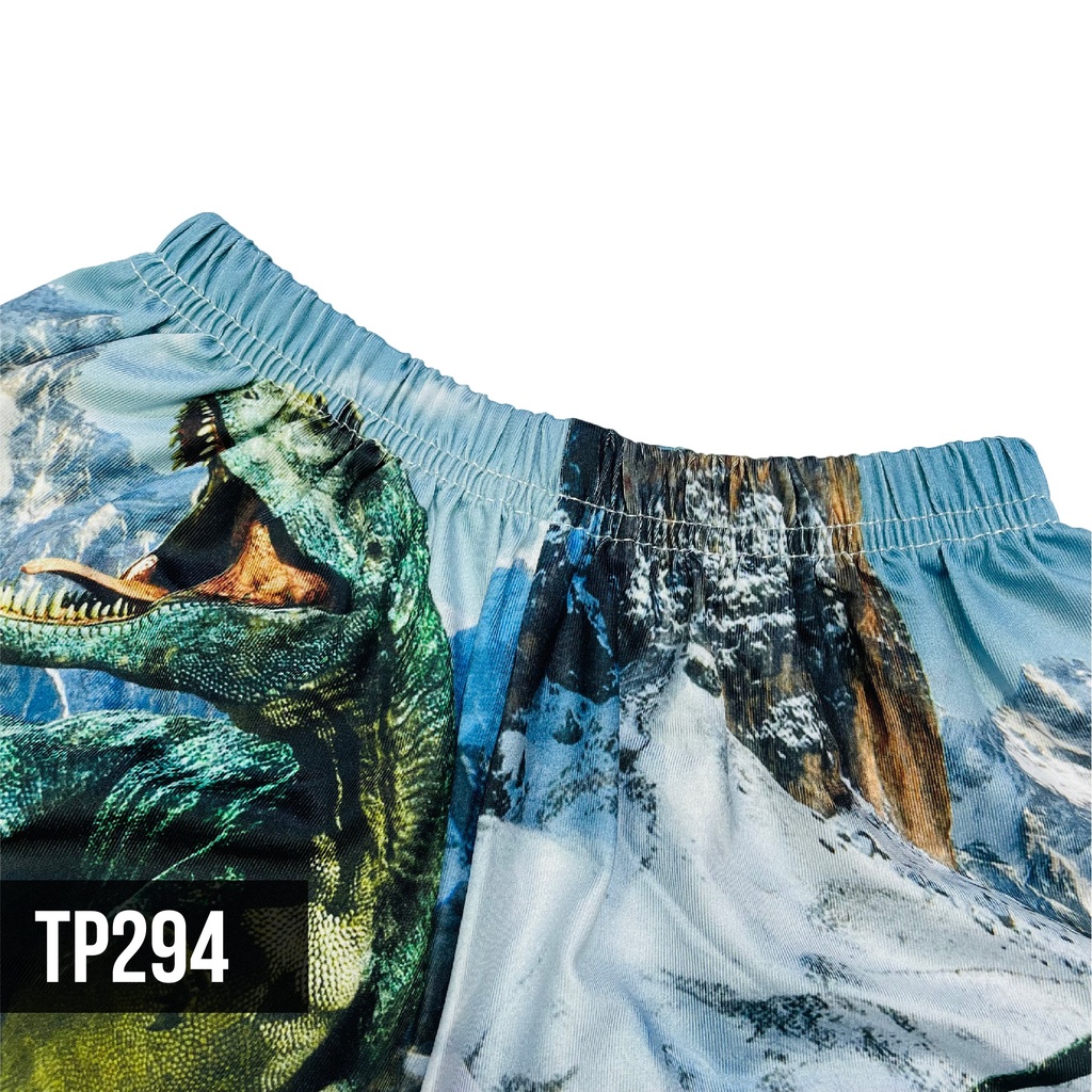 Đồ bộ bé trai thun lạnh co giãn 4 chiều in 3D hình khủng long t-rex size đại từ 10-60kg Kunkun Kid TP294 cao cấp