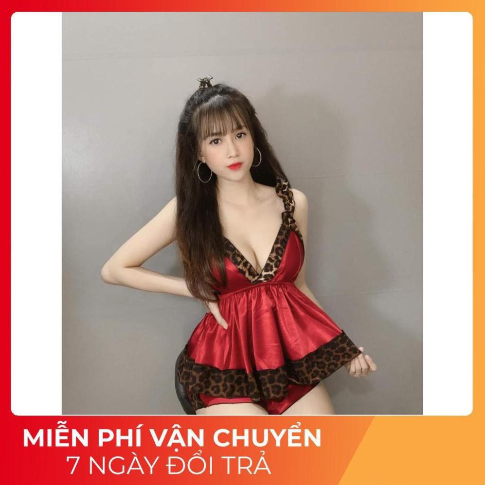 ❤FREESHIP❤ Đồ Mặc Nhà Đồ Ngủ Nữ  Đồ Ngủ Sexy Phi Lụa Phối Beo Có Mút Ngực <60Kg | BigBuy360 - bigbuy360.vn