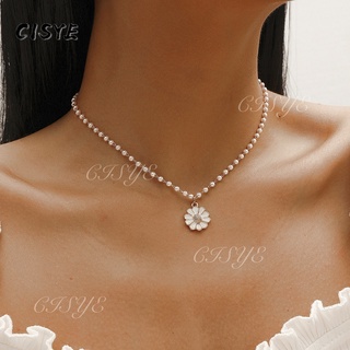 Flower Necklace Pearl Chain Choker Chrysanthemum Clavicle Chain For Women
