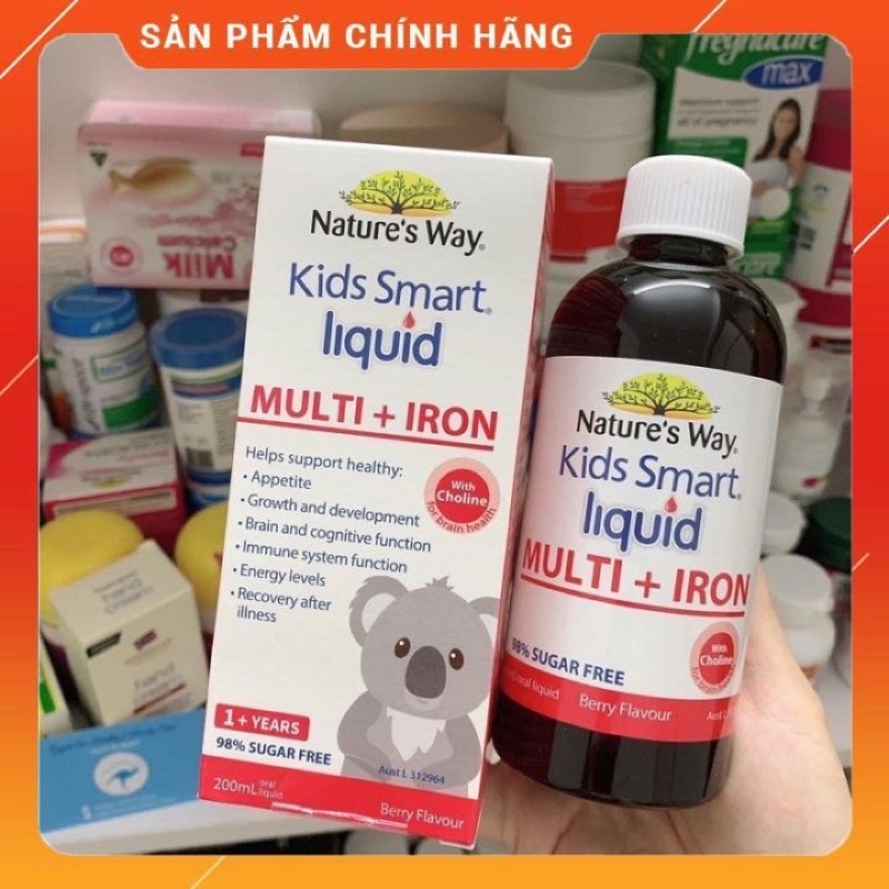 Sắt nước Kids Smart Multi + Iron liquid 200ml của Nature's way