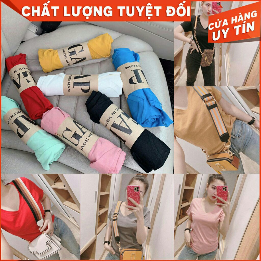 Áo Phông Trơn Nữ Cổ Tim G.ap Siêu Hot _ Áo Thun Nữ Đủ Màu Freesize 40-60kg NaziAO02 (Kèm ảnh thật)