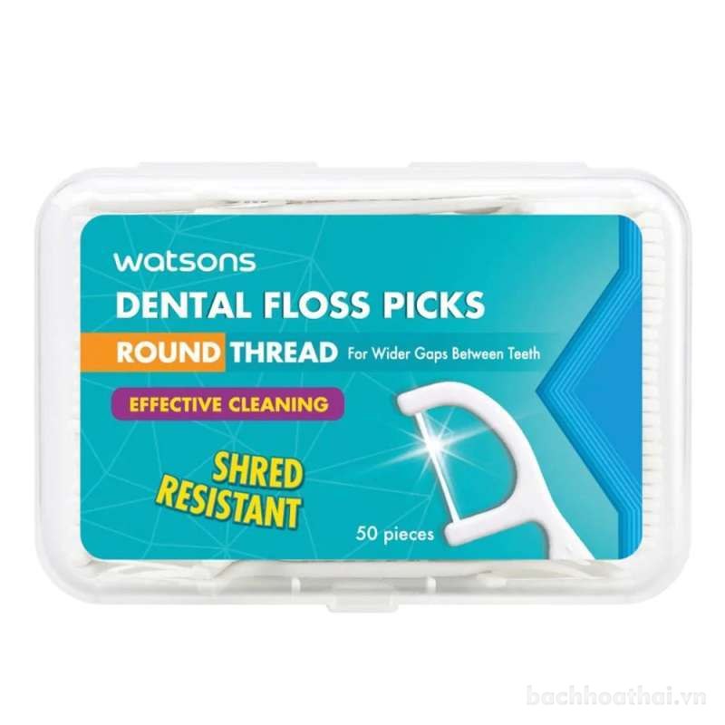 Chỉ nha khoa WatSoņs Round Thread Dental Floss Picks Thái Lan hộp 50 que