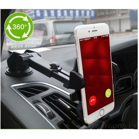 Giá đỡ kẹp điện thoại trên xe hơi, ô tô điều chỉnh 360 độ loại siêu chắc chắn