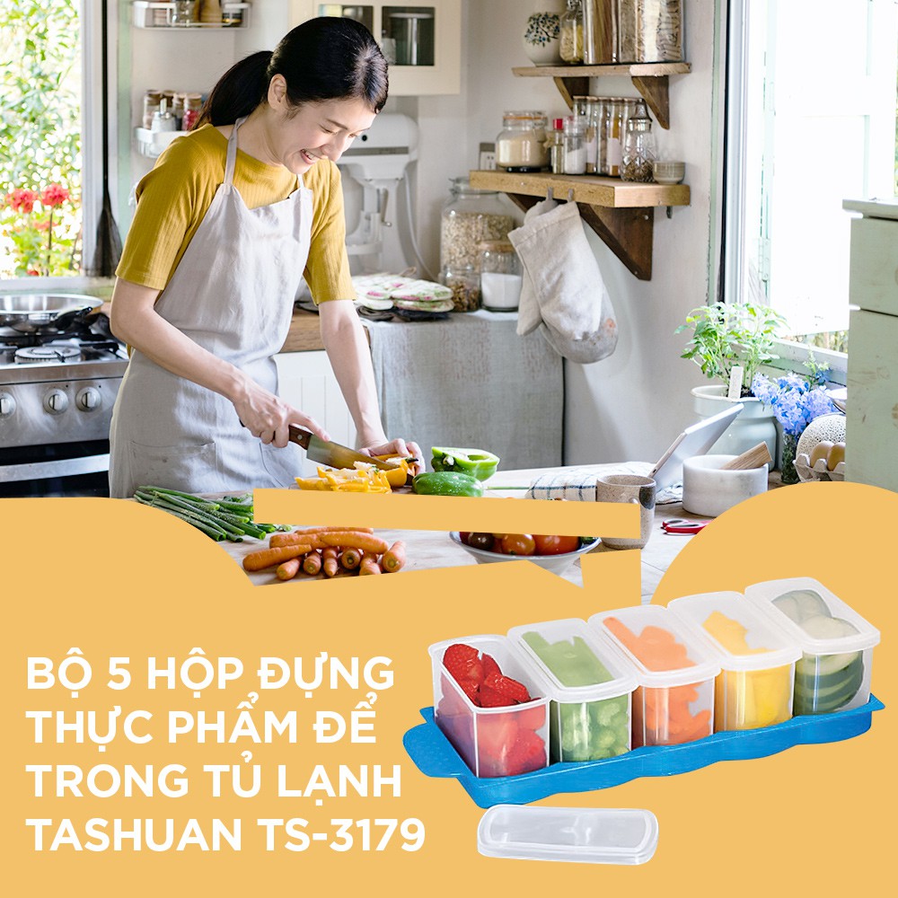 Bộ 5 hộp đựng hành ớt trong tủ lạnh Tashuan - TS3179