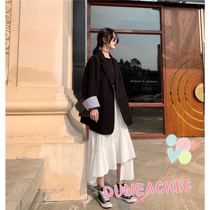 DUNEA Chân Váy Chiffon Xếp Ly Lệch Tà Thời Trang Cho Nữ