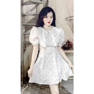 Đầm xoè trắng xoè cổ petter