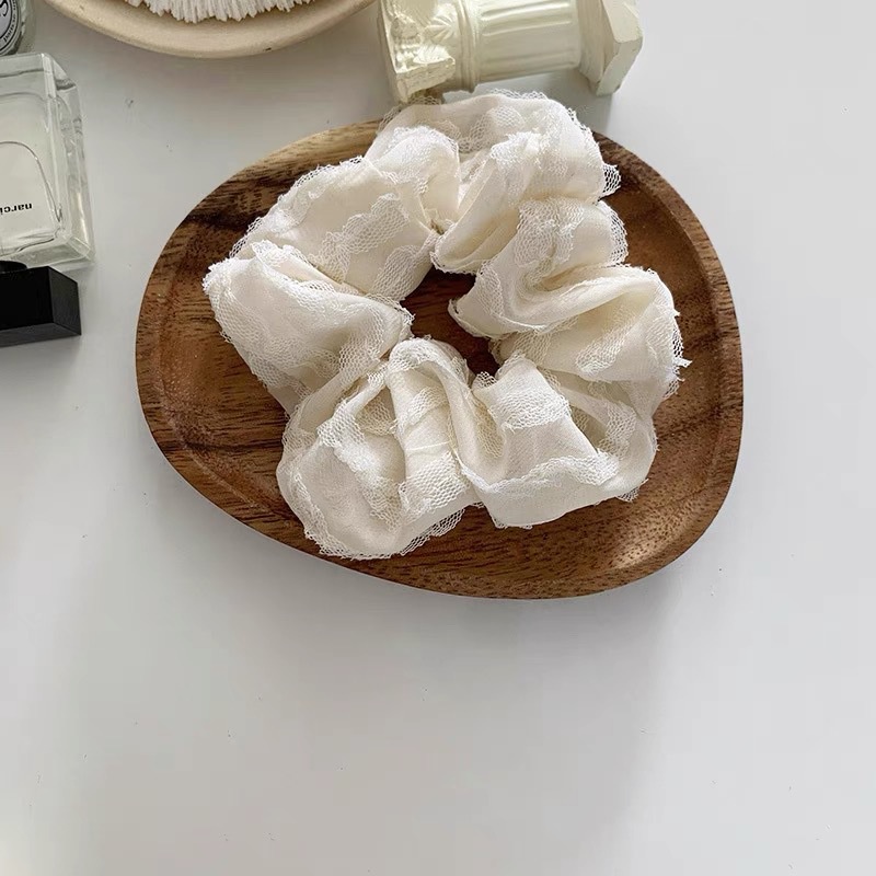 Dây Cột Tóc Vải Màu Trắng Phong Cách Hàn Quốc Đơn Giản Cho Nữ