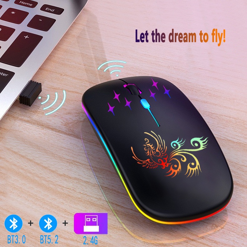 Chuột Quang Chơi Game Không Dây Có Đèn LED Sạc Được Chất Lượng Cao