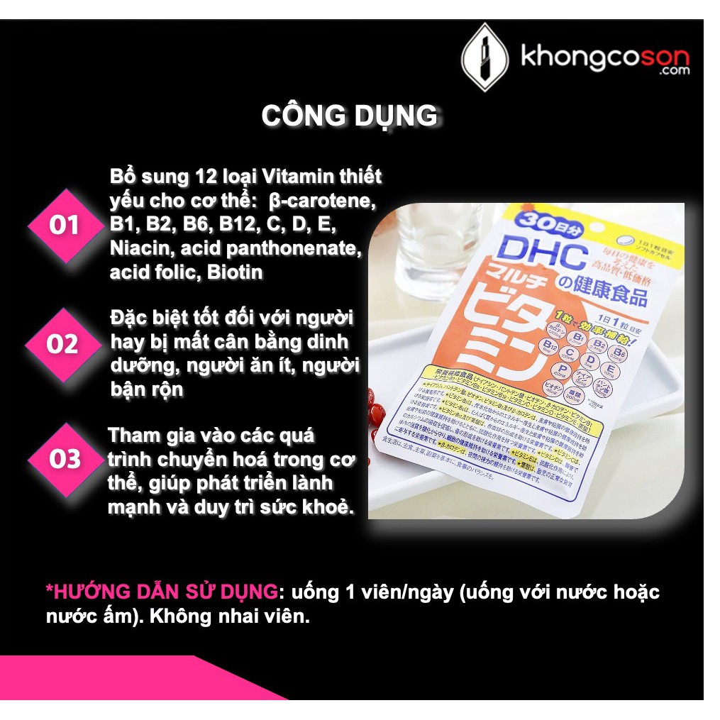 Viên Uống Vitamin Tổng Hợp DHC Bổ Sung Multivitamin Cho Nam, Nữ Và Bé Từ Nhật Bản - Khongcoson
