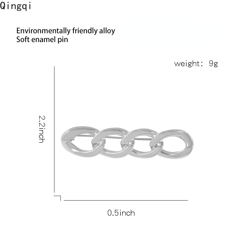 Ghim cài áo MISS ZOE dạng chuỗi xích màu vàng / bạc đơn giản thời trang cho nam và nữ