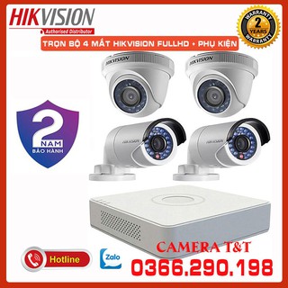 [TẶNG DÂY] TRỌN BỘ 4 MẮT CAMERA HIKVISION 2.0 MEGAPIXEL FULL HD 1080P KÈM Ổ CỨNG TÙY CHỌN - HÀNG CHÍNH HÃNG