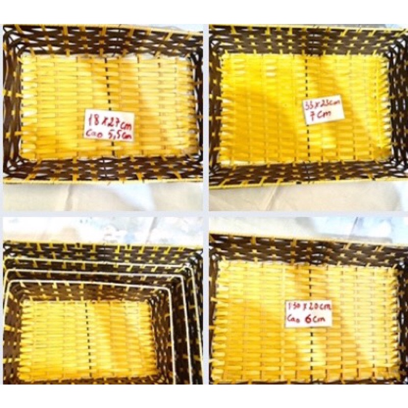 Khay Chữ Nhật Nhựa Giả Mây Thành Vát Đựng Hoa Quả Bánh Kẹo Đồ Dùng Tiện Lợi HUYNA MART NC02
