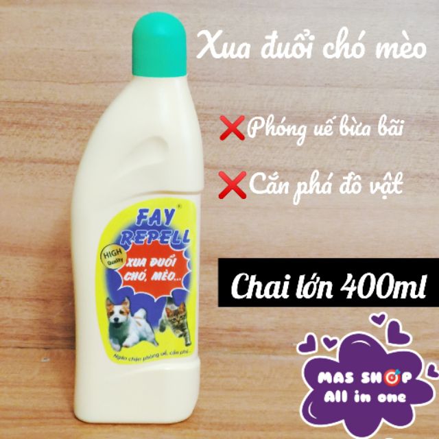 Xua đuổi chó mèo (ngăn chặn phóng uế, cắn phá) chai lớn 400ml