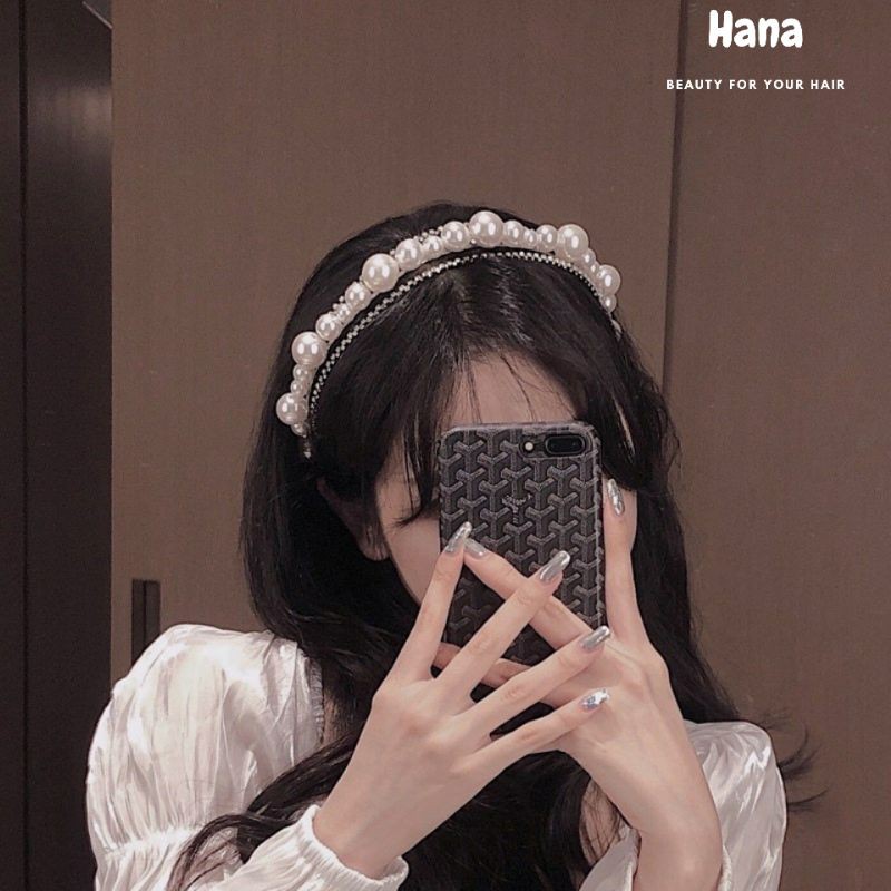 Cài tóc đính đá phối ngọc phong cách Hàn Quốc