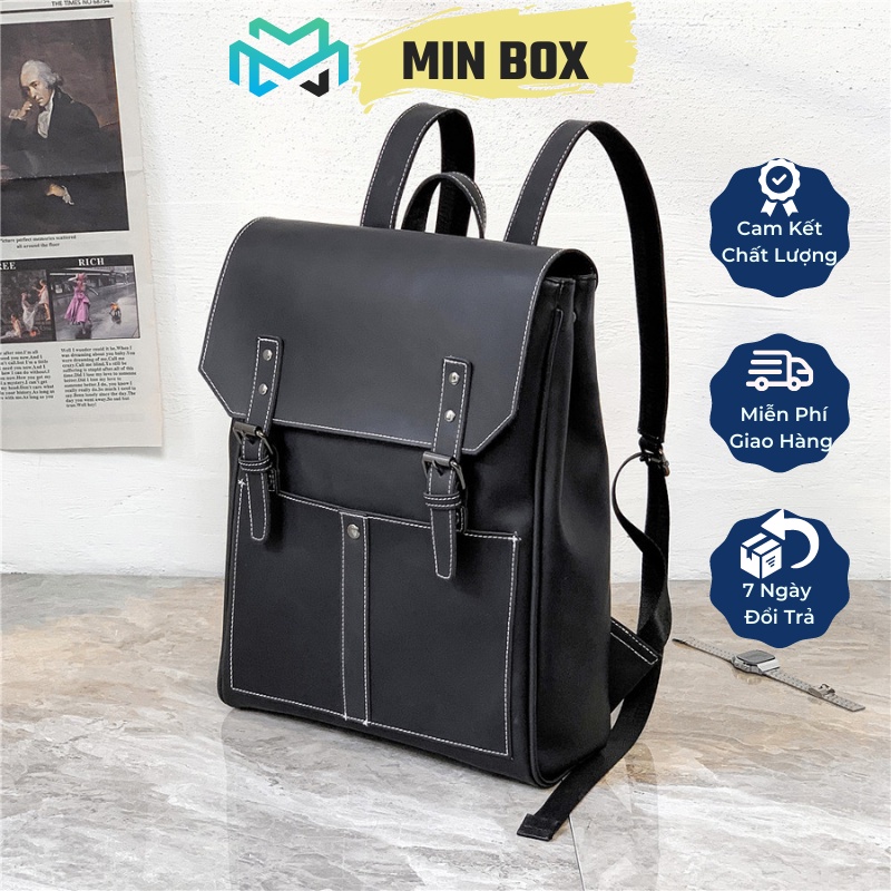 Balo Laptop, Balo Thời Trang Nam Nữ Da PU Cao Cấp Chống Nước chống Trầy Cao Cấp MINBOX