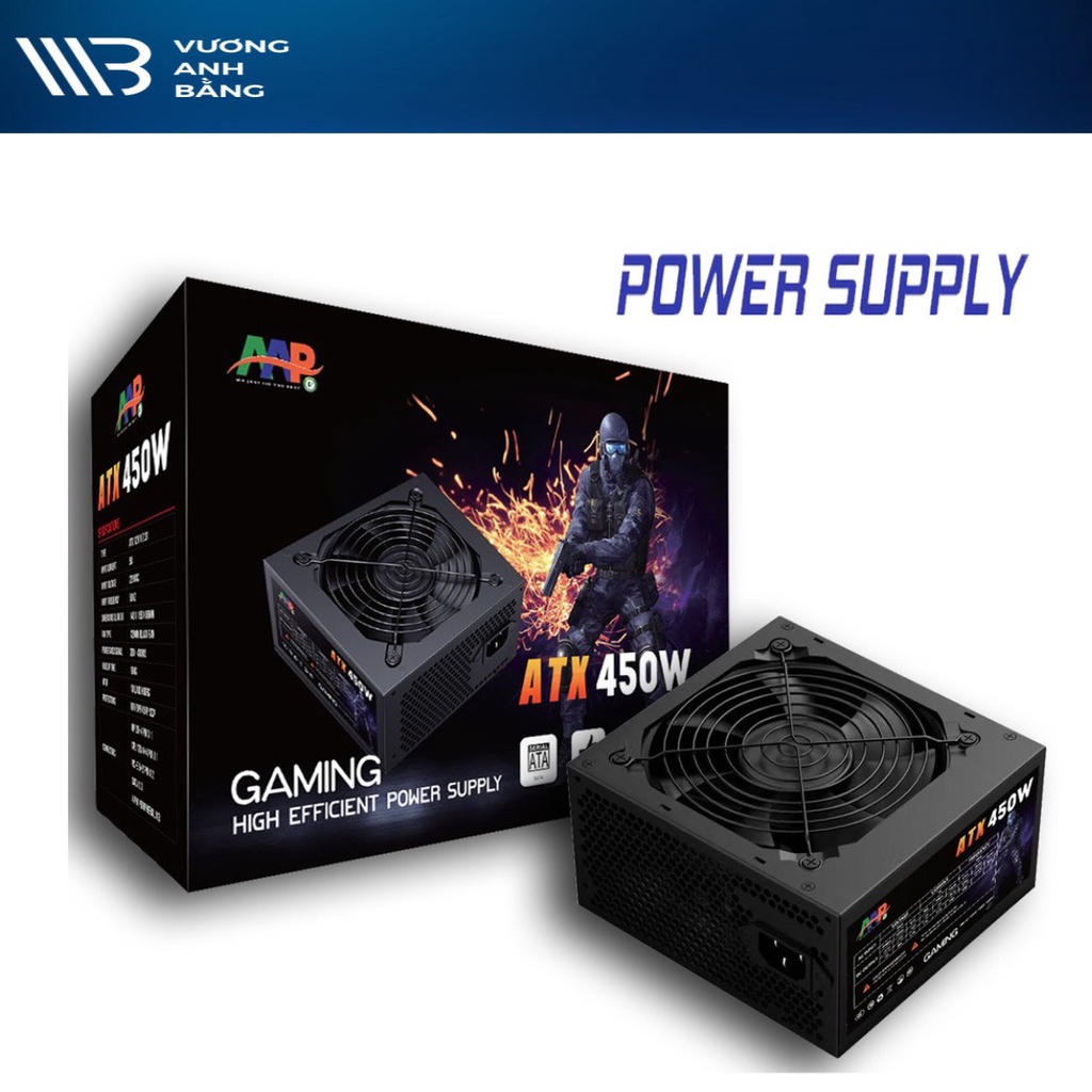 Nguồn AAP ATX 450W (4+4pin, 6+2pin)- Full Box, Kèm Dây Nguồn